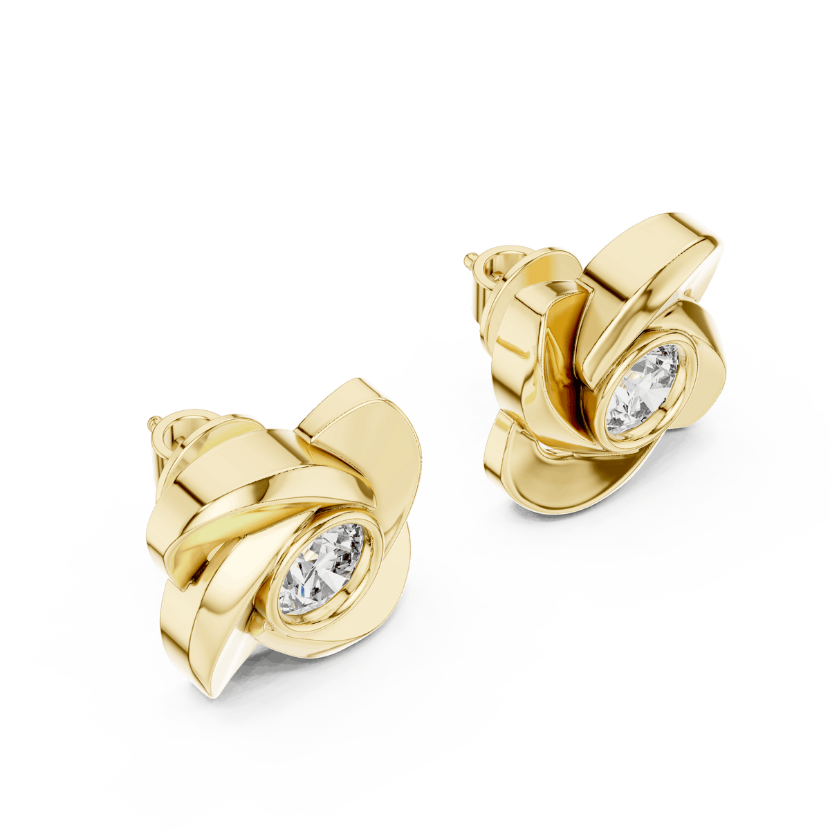 Twisted Ribbon Diamond Stud Earrings Orova jewels
