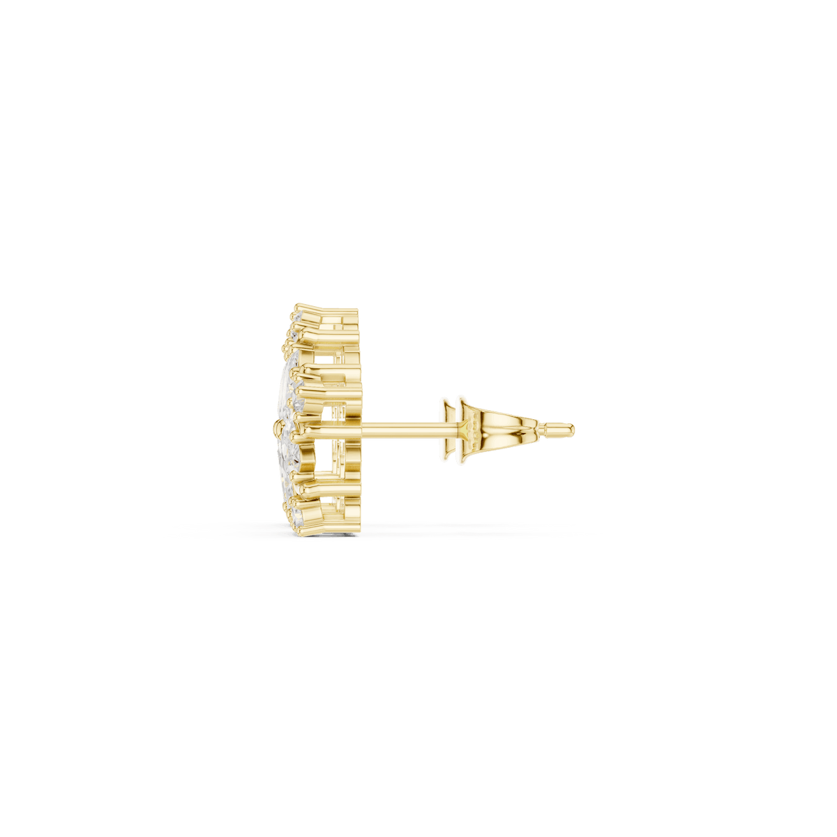 Floral diamond stud earrings featuring marquise and round-cut stones in a sparkling flower-inspired design by Orova Jewels.