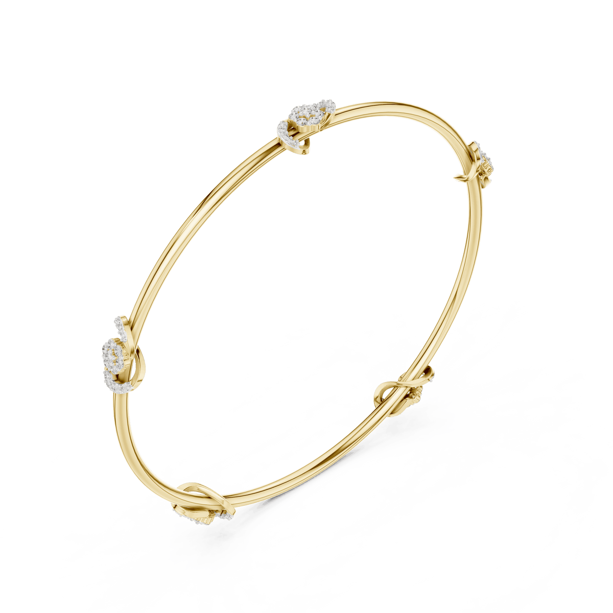 Minimalist floral crystal bangle bracelet featuring delicate flower-inspired charms on a sleek polished silver-tone bangle by Orova Jewels.