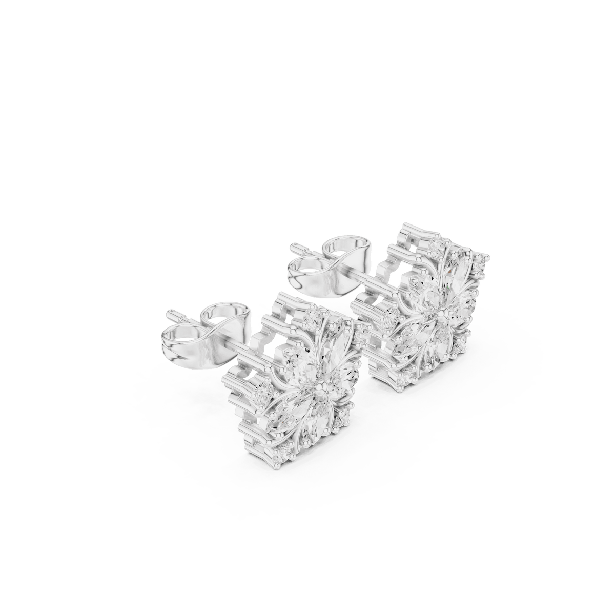 Floral Diamond Stud Earrings Orova jewels