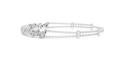 Marquise and emerald diamond tennis bracelet featuring mixed-cut sparkling stones in an elegant chain design by Orova Jewels.