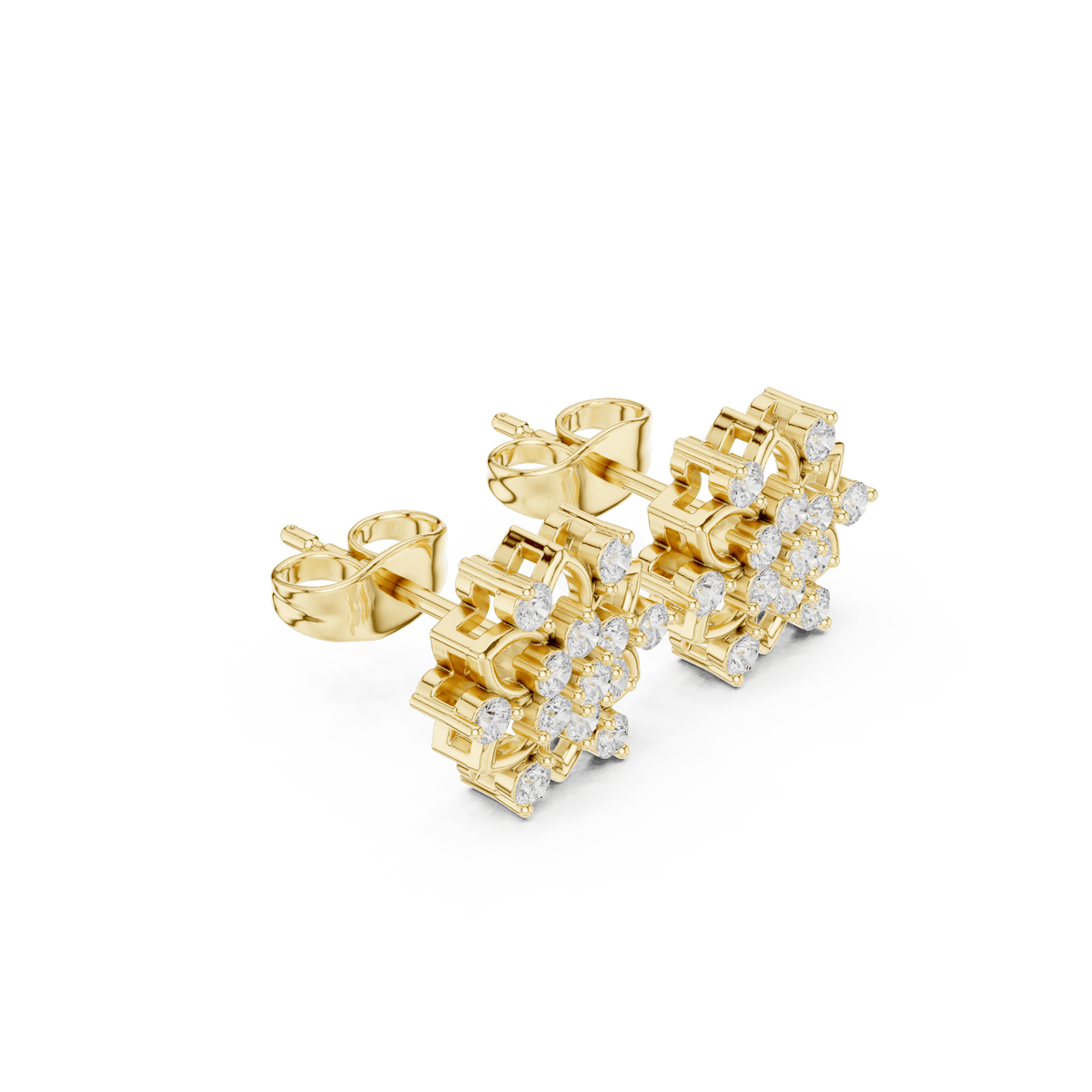 Geometric Floral Diamond Stud Earrings Orova jewels