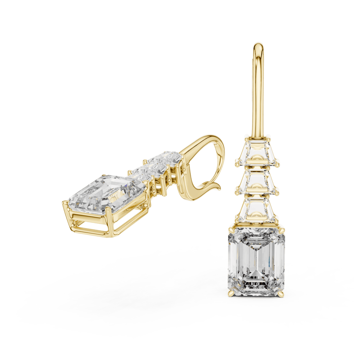 Emerald Cut Diamond Drop Earrings Orova jewels