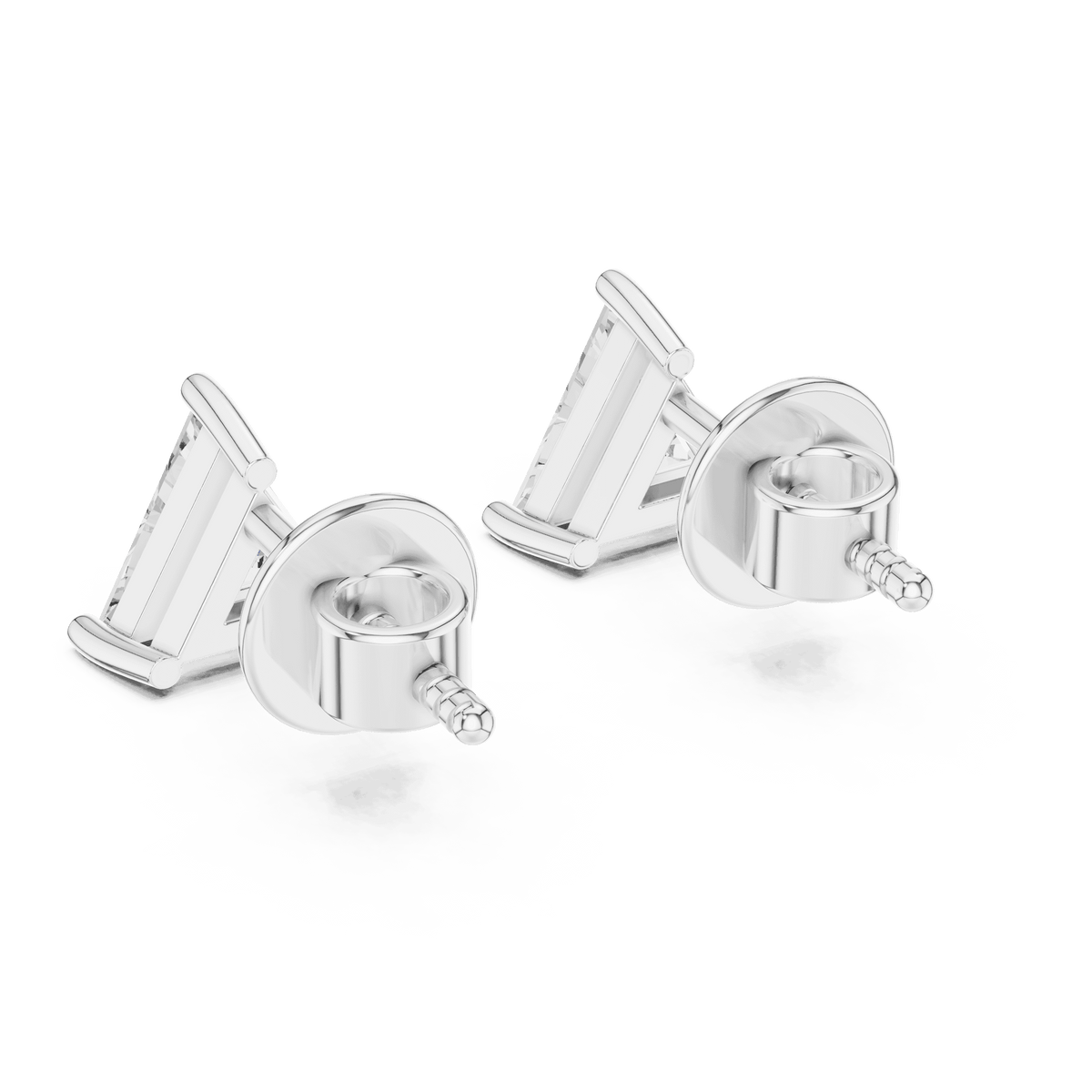 Classic solitaire diamond stud earrings featuring brilliant round-cut stones in a secure four-prong setting with screw-back closure by Orova Jewels.