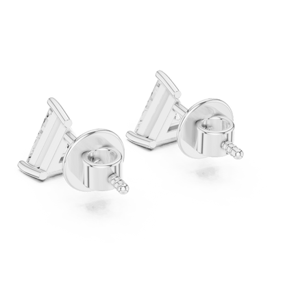 Classic solitaire diamond stud earrings featuring brilliant round-cut stones in a secure four-prong setting with screw-back closure by Orova Jewels.
