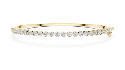 Classic round diamond hinged bangle featuring brilliant round-cut diamonds set along a polished white gold bracelet with a secure clasp by Orova Jewels.