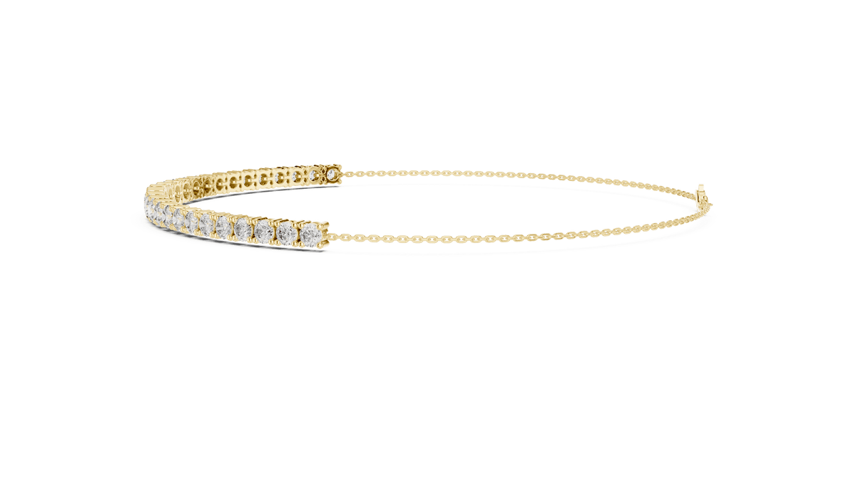 Adjustable Round Diamond Tennis Bracelet featuring a row of brilliant round-cut diamonds on a delicate polished chain with an adjustable clasp by Orova Jewels.