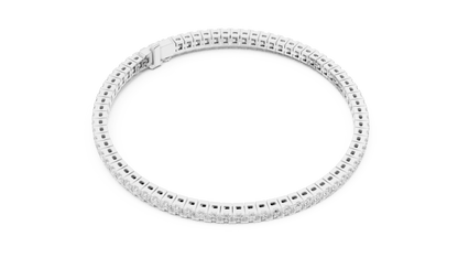Princess Cut Diamond Tennis Bracelet featuring a continuous row of sparkling square-cut stones with a secure box clasp by Orova Jewels.