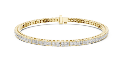 Princess Cut Diamond Tennis Bracelet featuring a continuous row of sparkling square-cut stones with a secure box clasp by Orova Jewels.