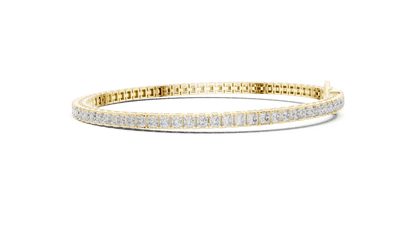 Princess Cut Diamond Tennis Bracelet featuring a continuous row of sparkling square-cut stones with a secure box clasp by Orova Jewels.