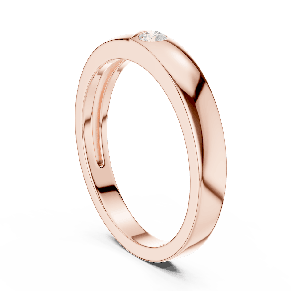 Minimalist solitaire diamond band ring with a sleek polished design and a single sparkling stone by Orova Jewels.