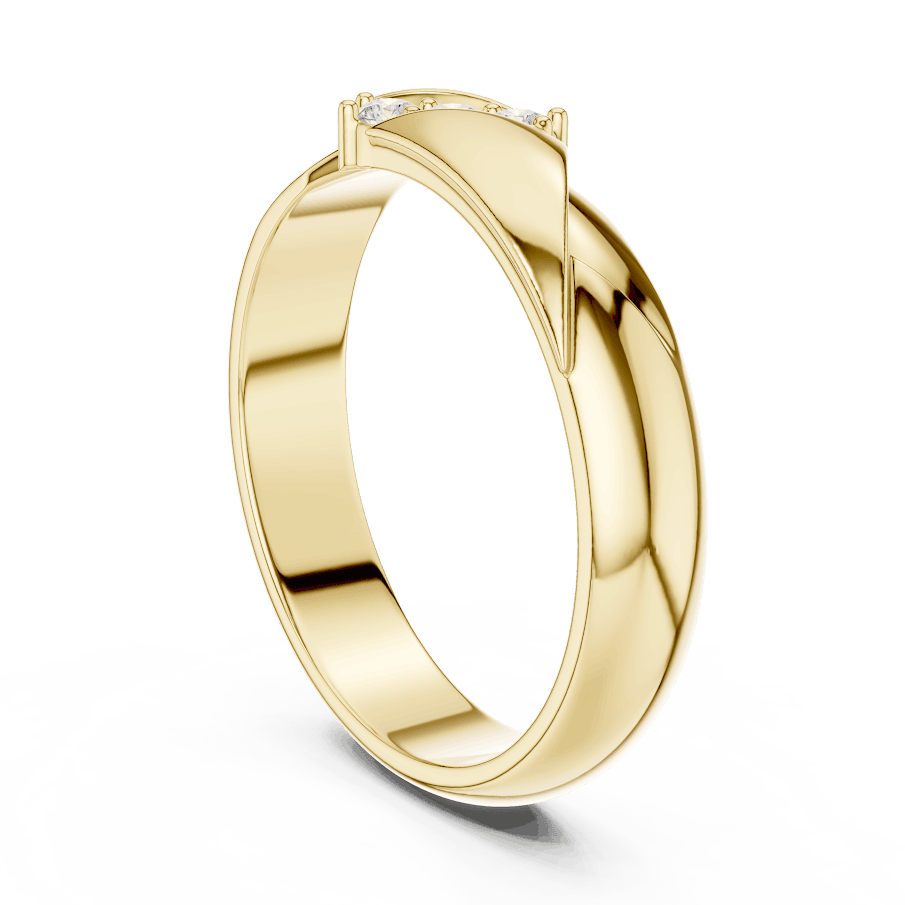 Modern curved diamond accent ring featuring a sleek polished band with a contemporary sweeping design and sparkling round diamonds by Orova Jewels.