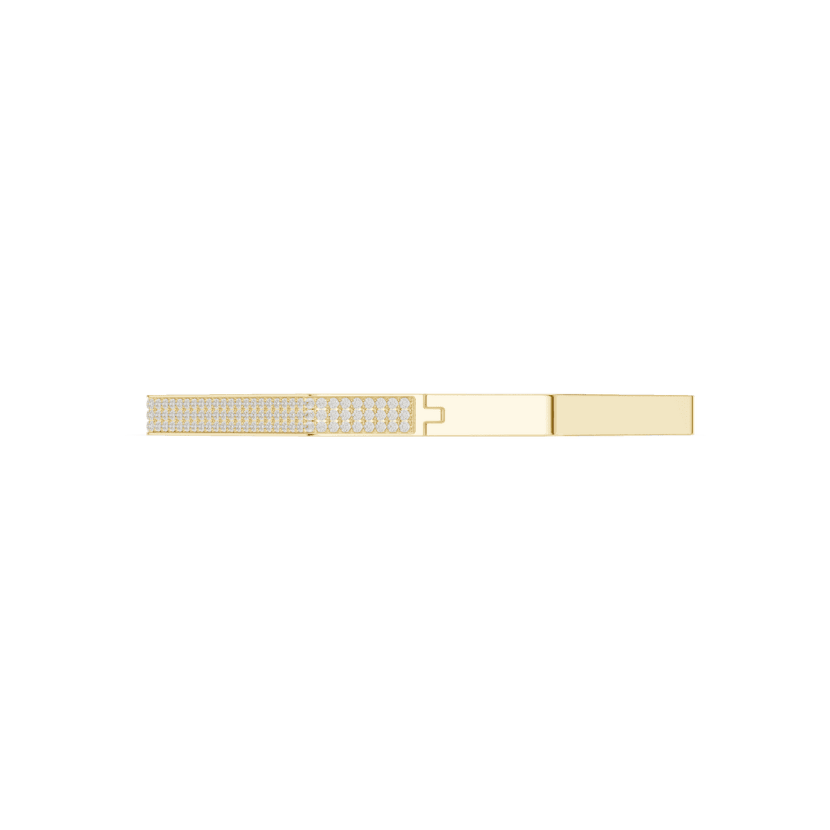 Geometric diamond bangle bracelet featuring a sleek octagonal design with a pavé-set diamond accent panel and polished finish by Orova Jewels.