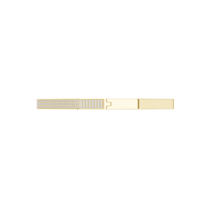 Geometric diamond bangle bracelet featuring a sleek octagonal design with a pavé-set diamond accent panel and polished finish by Orova Jewels.