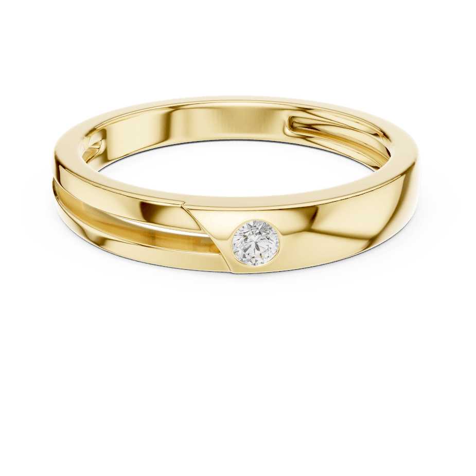 Minimalist solitaire diamond band ring with a sleek polished design and a single sparkling stone by Orova Jewels.