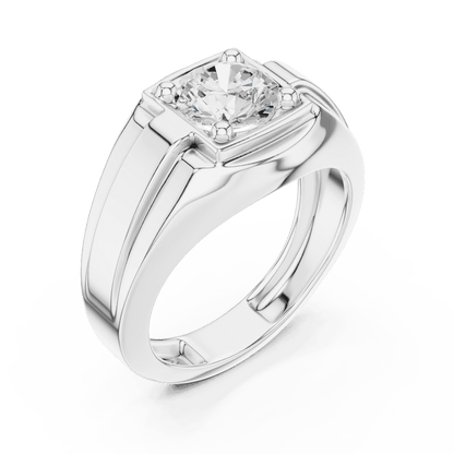 Classic solitaire diamond engagement ring featuring a brilliant round center stone in a four-prong setting with a polished band by Orova Jewels.