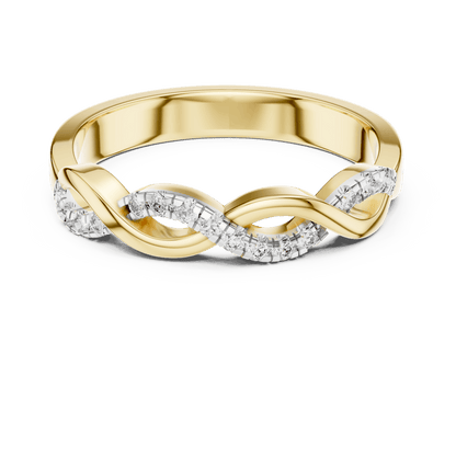 Twisted Diamond Wave Band Ring featuring an elegant crossover wave design with sparkling round stone accents and a polished finish by Orova Jewels.