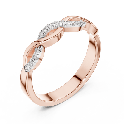 Twisted Diamond Wave Band Ring featuring an elegant crossover wave design with sparkling round stone accents and a polished finish by Orova Jewels.