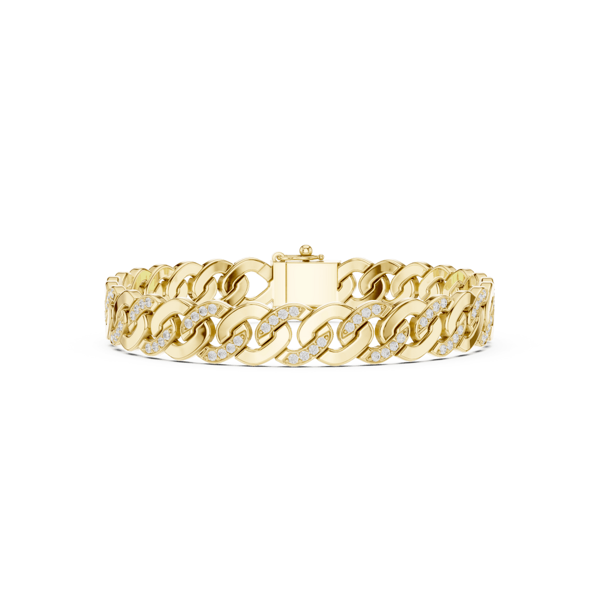 Diamond Cuban link chain bracelet featuring polished interlocking links with sparkling stone accents and a secure box clasp by Orova Jewels.