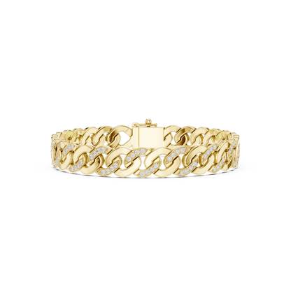 Diamond Cuban link chain bracelet featuring polished interlocking links with sparkling stone accents and a secure box clasp by Orova Jewels.