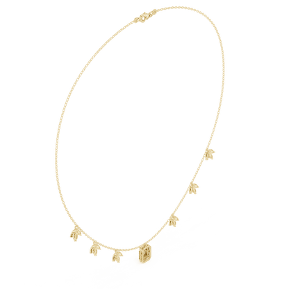 Emerald-cut diamond charm necklace featuring a delicate chain with sparkling station accents and a modern centerpiece by Orova Jewels.