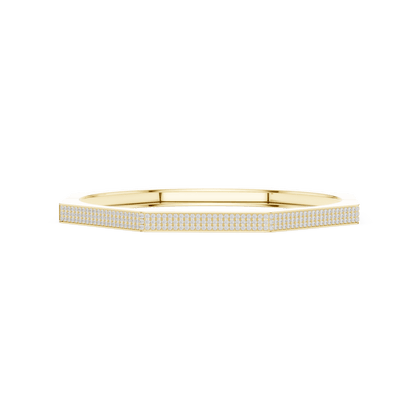 Geometric diamond bangle bracelet featuring a sleek octagonal design with a pavé-set diamond accent panel and polished finish by Orova Jewels.