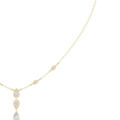 Elegant teardrop diamond pendant necklace with a delicate chain and sparkling accent stones by Orova Jewels.
