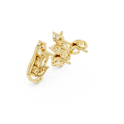 Marquise diamond leaf stud earrings featuring a nature-inspired design with sparkling marquise and round stones and secure push-back closures by Orova Jewels.