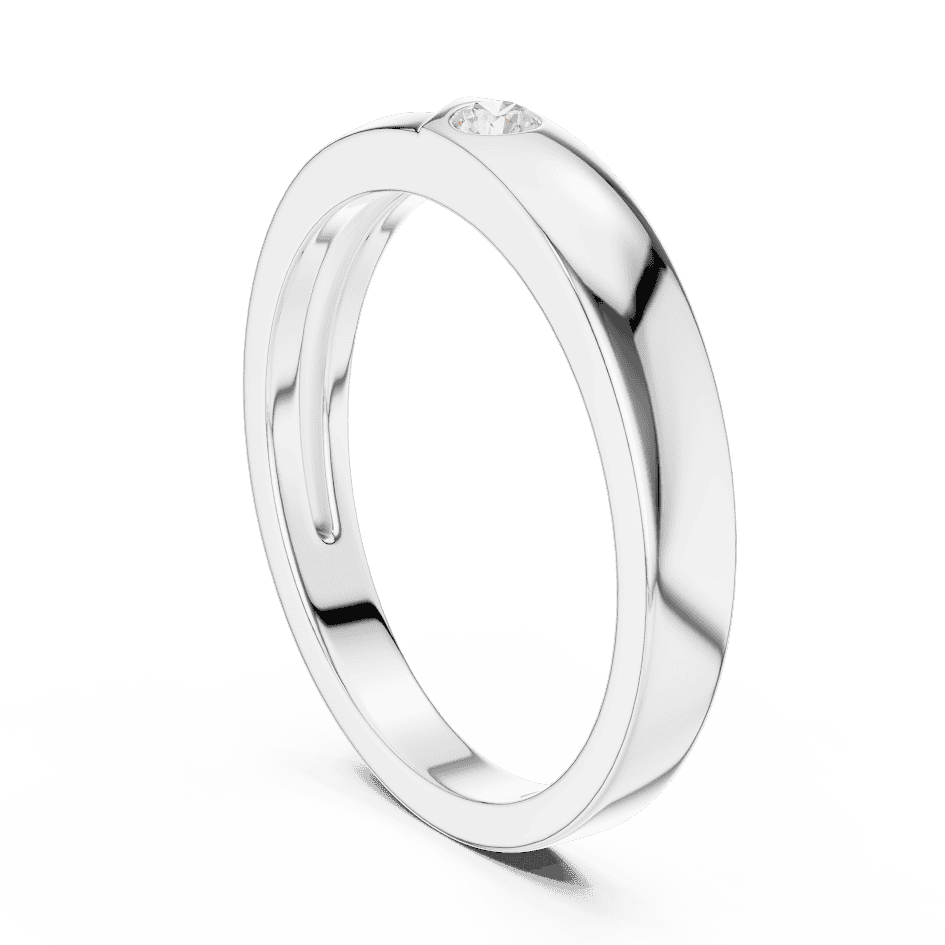 Minimalist solitaire diamond band ring with a sleek polished design and a single sparkling stone by Orova Jewels.