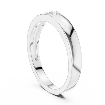 Minimalist solitaire diamond band ring with a sleek polished design and a single sparkling stone by Orova Jewels.