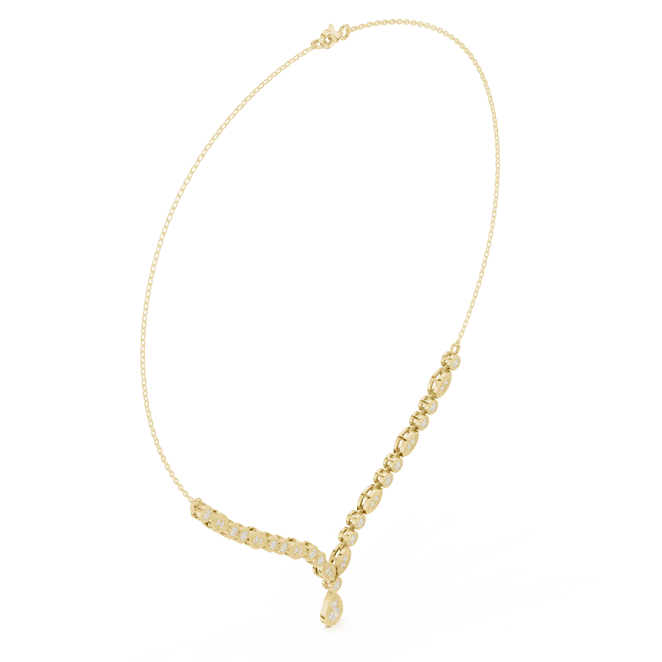 Elegant Marquise & Round Diamond Drop Necklace in white gold featuring brilliant round and marquise-cut diamonds by Orova Jewels.