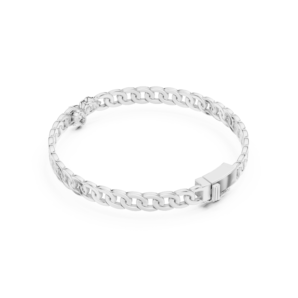 Butterfly diamond chain bracelet featuring polished interlocking links and a sparkling butterfly centerpiece by Orova Jewels.