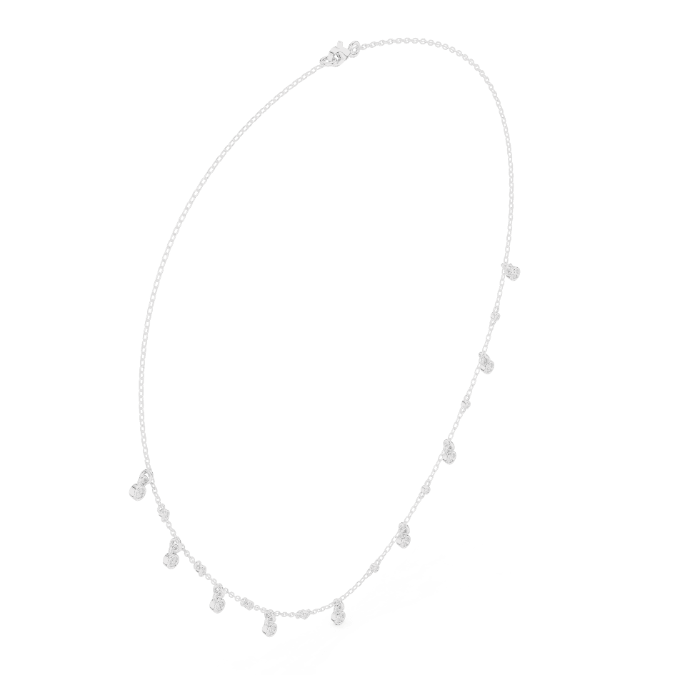 Dainty diamond dangle necklace featuring delicate sparkling drop charms on a fine chain by Orova Jewels.