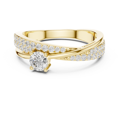 Pavé Diamond Solitaire Engagement Ring featuring a brilliant solitaire setting with a sparkling pavé diamond band and polished finish by Orova Jewels.