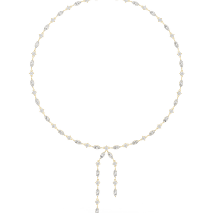 Marquise Diamond Bow Drop Necklace featuring alternating marquise-shaped links, a bow-inspired centerpiece, and elegant cascading drop accents by Orova Jewels.