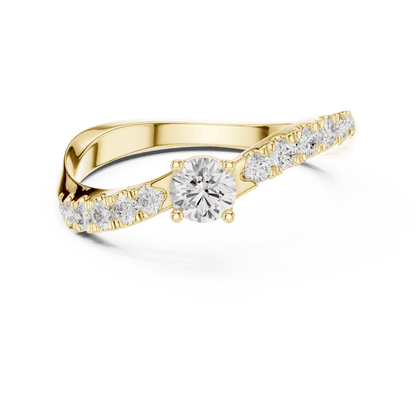 Classic solitaire diamond ring featuring a brilliant round-cut center stone with a sparkling pavé-set band and polished finish by Orova Jewels