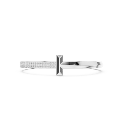 Modern pavé diamond nail bangle featuring a sleek polished nail-inspired design with sparkling pavé-set diamonds by Orova Jewels.