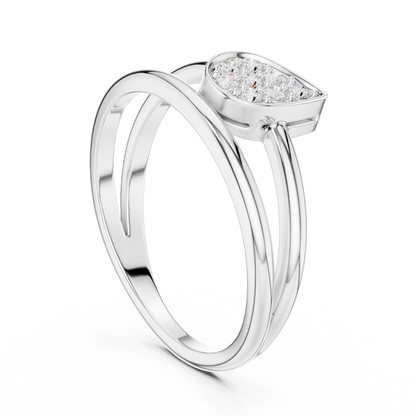 Marquise Cluster Diamond Ring featuring a marquise-shaped cluster of round diamonds on a sleek split-style polished band by Orova Jewels.