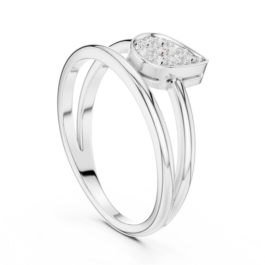 Marquise Cluster Diamond Ring featuring a marquise-shaped cluster of round diamonds on a sleek split-style polished band by Orova Jewels.