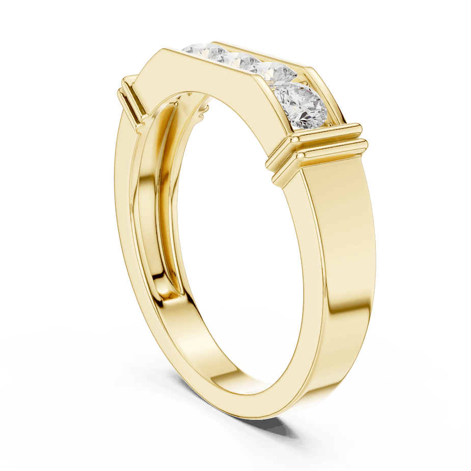 Contemporary channel-set diamond ring featuring brilliant round stones on a sleek polished band by Orova Jewels.