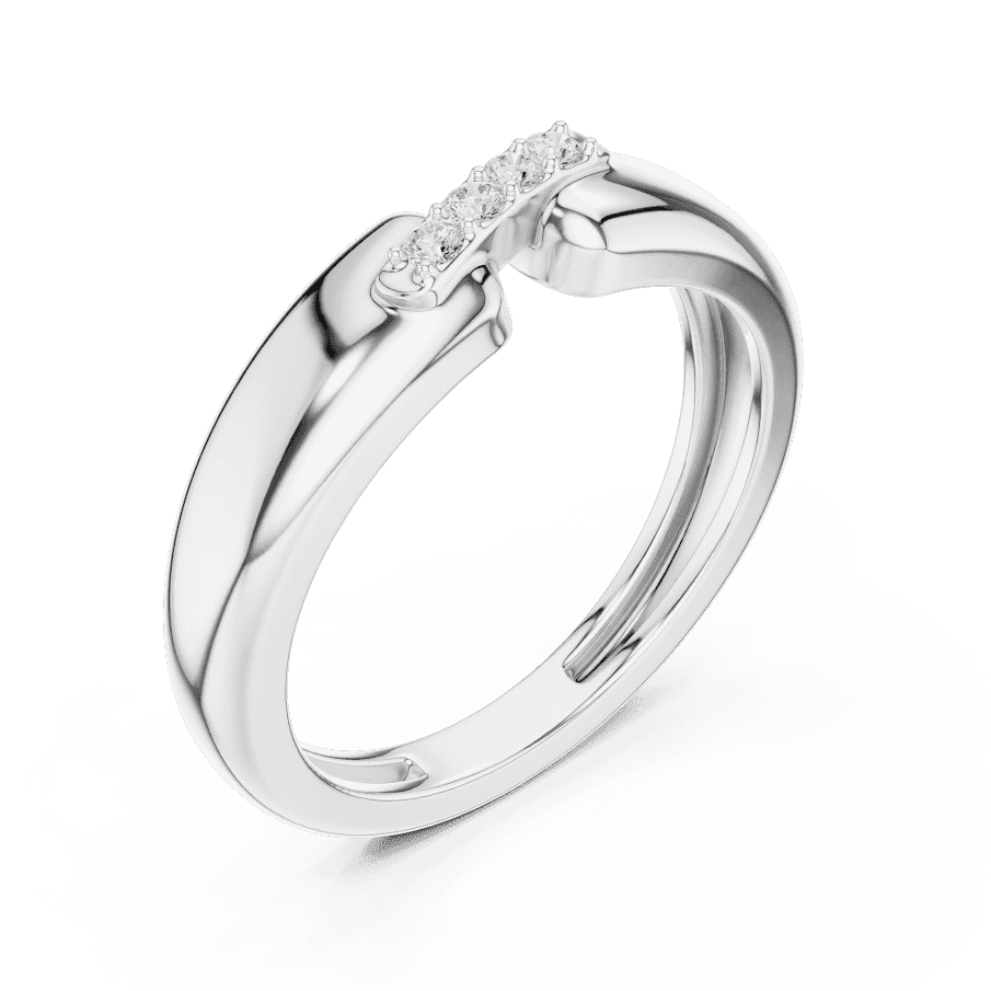 Classic diamond wedding band ring featuring a polished band with a row of sparkling round diamonds by Orova Jewels.