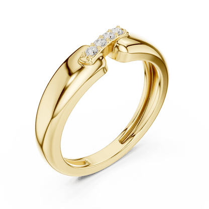 Classic diamond wedding band ring featuring a polished band with a row of sparkling round diamonds by Orova Jewels.