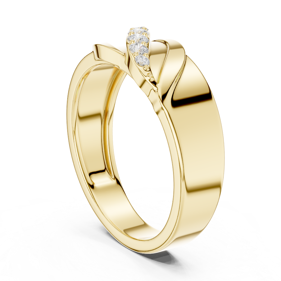 Modern twist solitaire diamond ring featuring a sleek crossover band and sparkling round center stone by Orova Jewels.