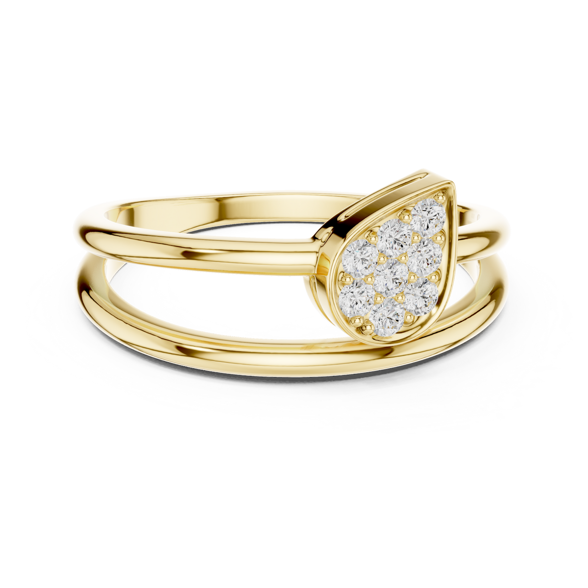 Marquise Cluster Diamond Ring featuring a marquise-shaped cluster of round diamonds on a sleek split-style polished band by Orova Jewels.