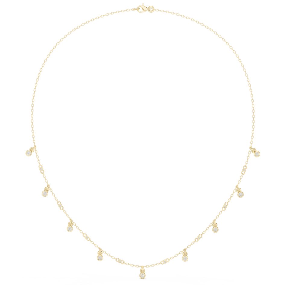 Dainty diamond dangle necklace featuring delicate sparkling drop charms on a fine chain by Orova Jewels.