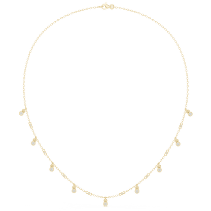 Dainty diamond dangle necklace featuring delicate sparkling drop charms on a fine chain by Orova Jewels.