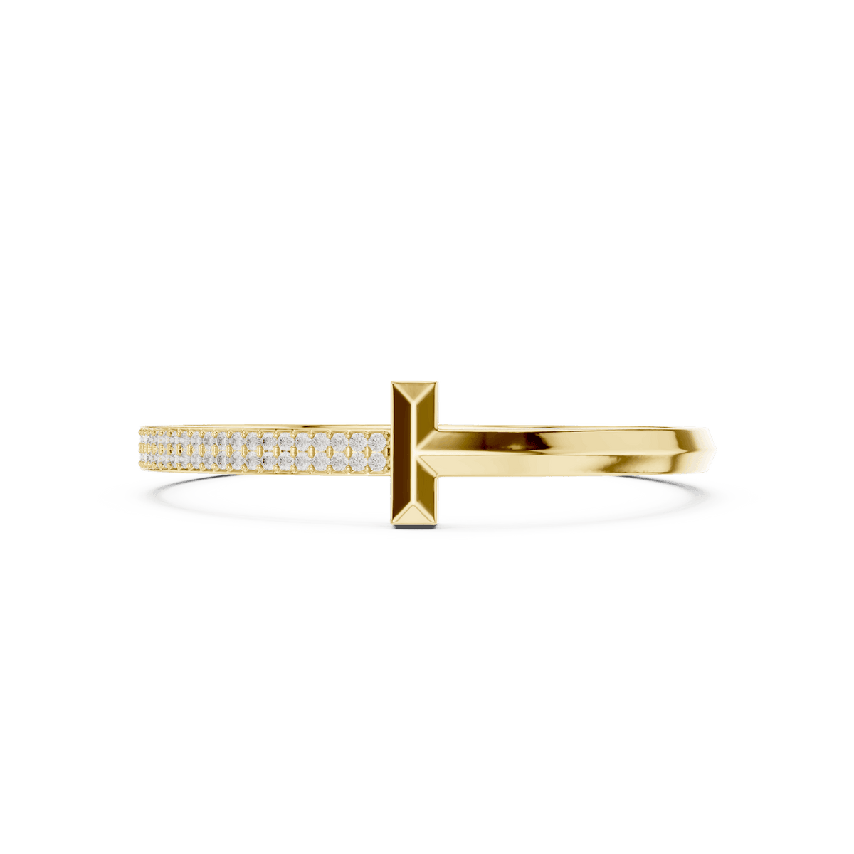 Modern pavé diamond nail bangle featuring a sleek polished nail-inspired design with sparkling pavé-set diamonds by Orova Jewels.