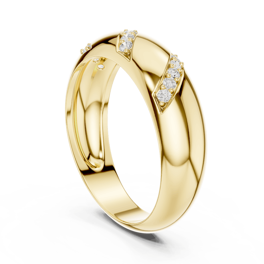 Twisted diamond accent band ring featuring a polished crossover design with sparkling round diamond clusters by Orova Jewels.