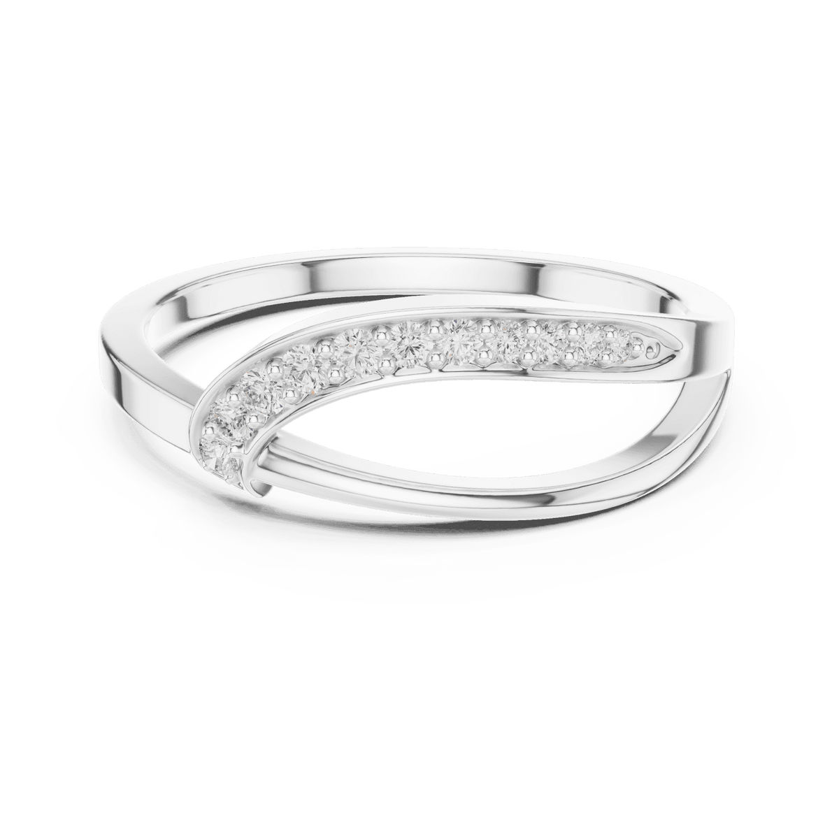 Twisted Pavé Diamond Band Ring featuring a graceful crossover design with sparkling pavé-set diamond accents and a polished finish by Orova Jewels.