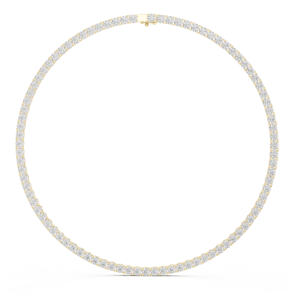 Classic round diamond tennis necklace with a continuous line of sparkling stones by Orova Jewels.
